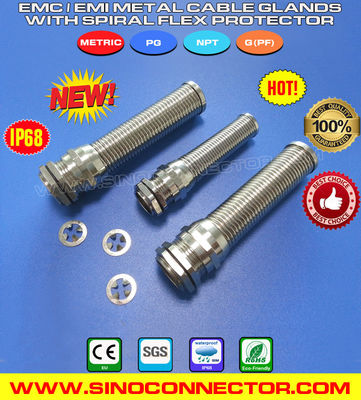 China EMC/EMI/EMV Cable Glands with Stainless Steel Spiral Strain Relief supplier