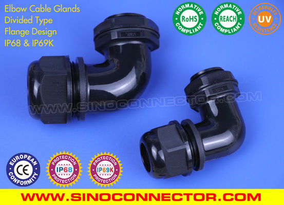 China Divided Type IP68 Elbow Cable Glands with Flat Gasket (Flange Design) supplier