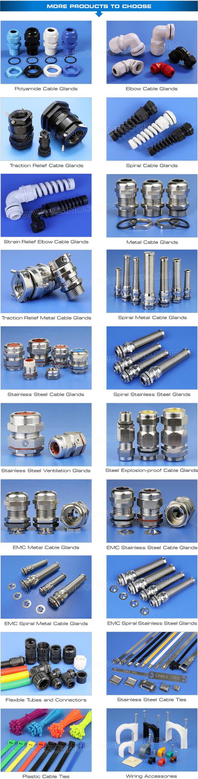 Stainless Steel Cable Glands Joints AISI304 /316 /316L with Fluorine Rubber Seals Stainless Steel Cable Glands Joints AISI304 /316 /316L with Fluorine Rubber Seals