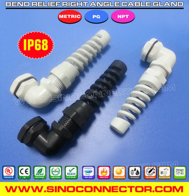 China 90 Degree Elbow (Right Angle) Spiral Cable Glands with Flex and Bend Protection supplier