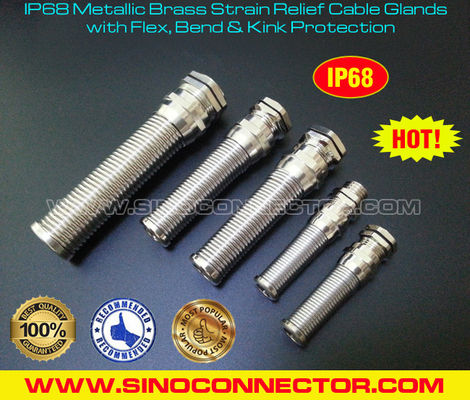 IP68 M20x1.5 Metallic Strain Relief Cable Glands with Flex, Bend &amp; Kink Protection