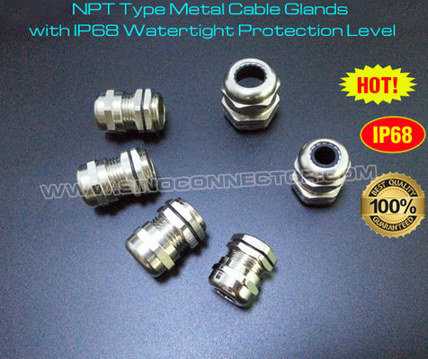 China IP68 Metal Cable Glands with Integral NPT Taper Pipe Connecting Thread supplier