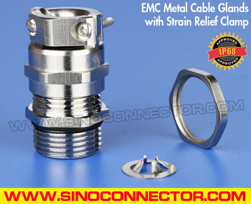 EMC / RFI Cable Glands Brass Metal IP68 with Strain Relief Clamp