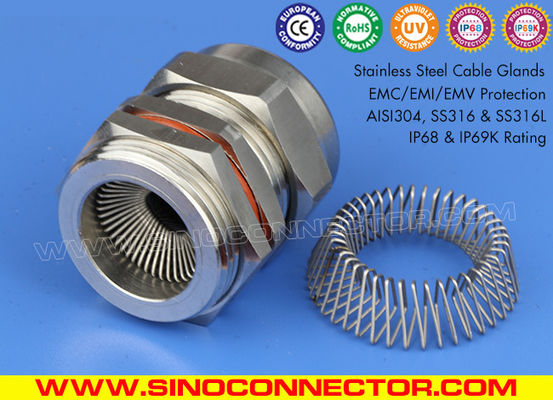 EMC/EMV Stainelss Steel Cable Glands SS304, SS316, SS316L for shielded EMC cables