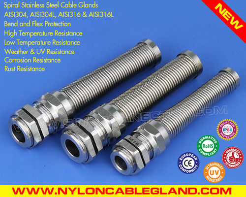China Liquidtight IP68 Stainless Steel Cable Glands Type 304/304L/316/316L with Bend Protection supplier