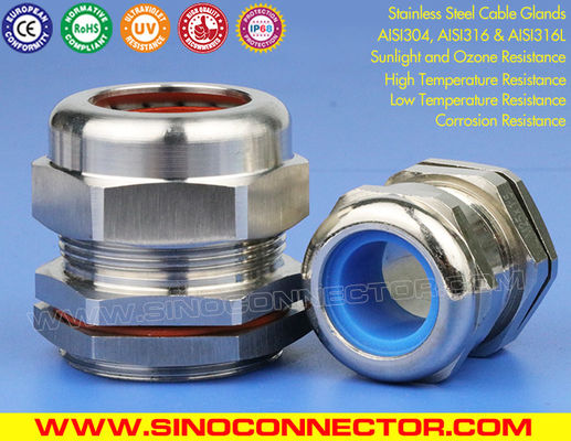 AISI304, AISI316 or AISI316L Stainless Steel PG Cable Glands with Fluoroelastomer Seals &amp; O-rings