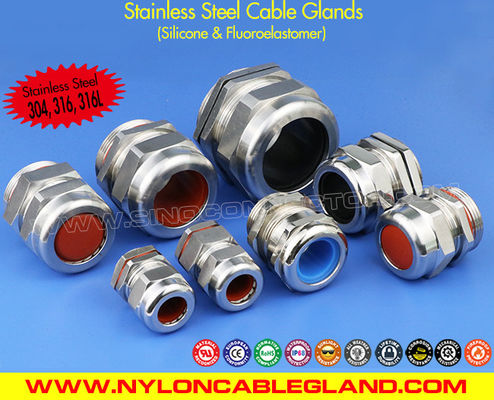 China Ozone &amp; Temperature Resistant 304, 316, 316L Stainless Steel Cable Gland IP68 with Silicone Seals supplier