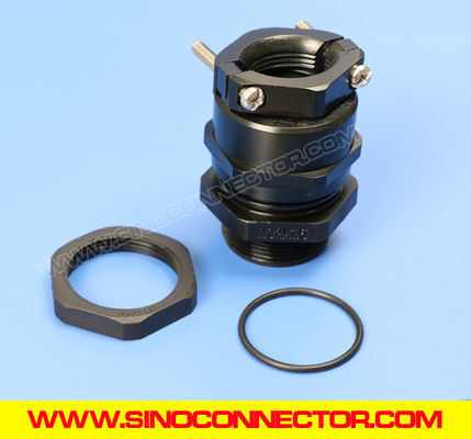 IP68 Polyamide Cable Glands Black (RAL9005) NPT3/8"~NPT1-1/2" with External Clamp for Moving Cables