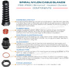 90° Elbow (Right Angle) IP68 Plastic Metric Cable Glands with Spiral Flex & Bend Protection