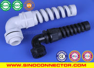 90° Elbow (Right Angle) IP68 Plastic Metric Cable Glands with Spiral Flex & Bend Protection