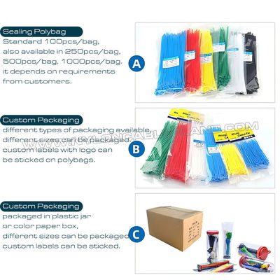 94V-0 Nylon 6.6 Cable Tie 150x3.6mm, Ø3~35mm Adjustable Flame Retardant Polyamide Zip Tie for Flame Resistant Applications