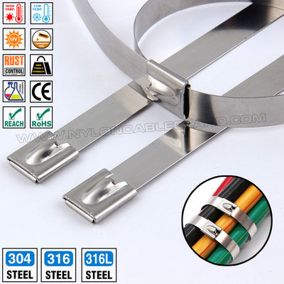 Premium 316L/316/304 Stainless Steel Cable Ties 300~1000mm Length x 10mm Width (480 lbs) for Indoor or Outdoor