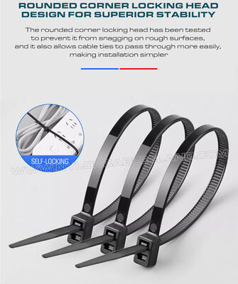 Double-head Cable Tie 300x4.8mm, Double-loop Design, Nylon (PA) 6.6, 50 lbs, Versatile Use