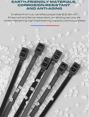 Double-head Cable Tie 300x4.8mm, Double-loop Design, Nylon (PA) 6.6, 50 lbs, Versatile Use