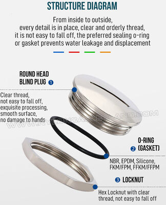 Nickel-Plated Brass Metal Blind Plug IP68 c/w Locknut & O-ring, Hex or Round, PG7-PG48, for Sealing Enclosures