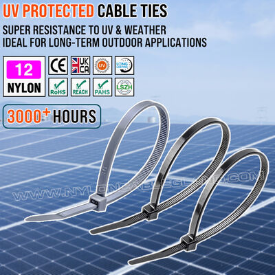 UV Resistant Nylon 12 (Polyamide 12 / PA 12) Cable Tie 300mm x 3.6, Super Weather Resistance, for Durable Outdoor Use