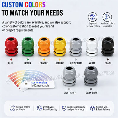 Colored Cable Glands, Nylon 6 (Polyamide 6, PA6), PG13.5 (6-12mm & 5-9mm), IP68/IP69K, for Visual Identification & Cable organization