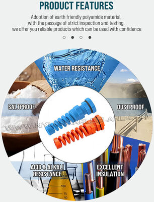 Colored Spiral Flexible Cable Glands with Strain Relief, Nylon (Polyamide) 6, Short or Long Thread, PG9 (4-8 mm & 2-6 mm), for Cable Organization