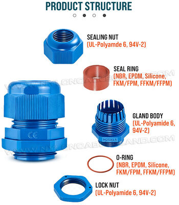 PG13.5 Long-Thread Colorful Plastic (Nylon) Stuffing Cable Compression Glands, IP68 / IP69K, for 6-12 mm or 5-9 mm Cables