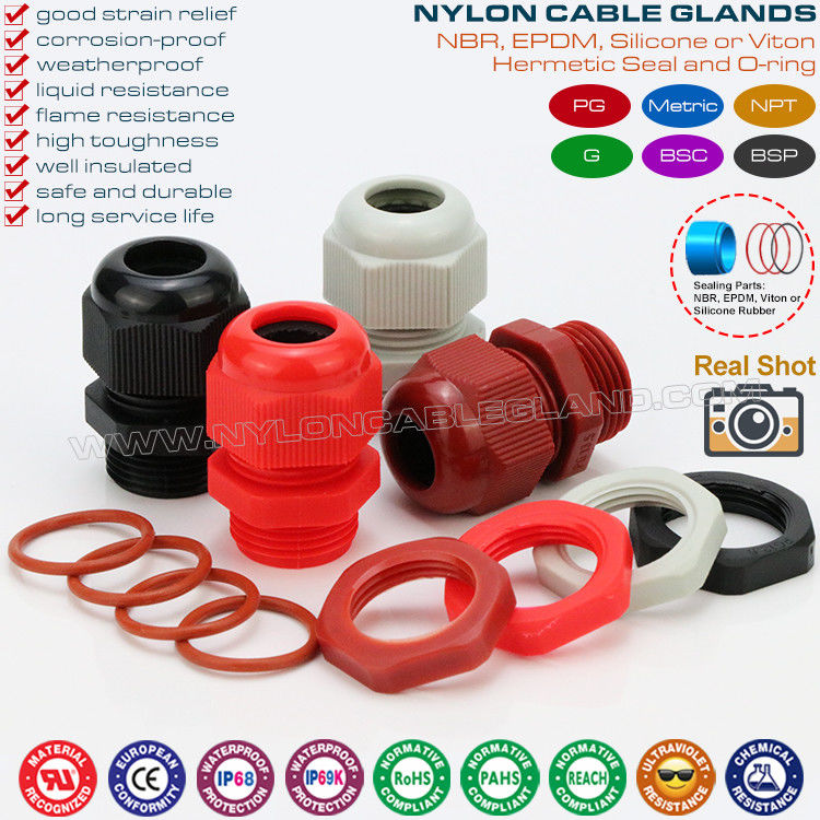 M20 Polyamide Metric Cable Gland, 20mm Adjustable Waterproof IP68 Plastic Cord Connector for 6-12mm Range Wire