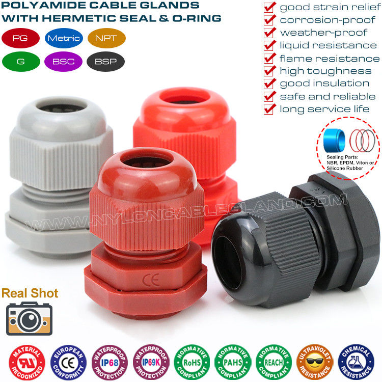 Cable Gland PG13.5 (M20) Nylon IP69K, Adjustable 6-12mm Cable Gland IP68 Waterproof Sealing Connector with O-ring