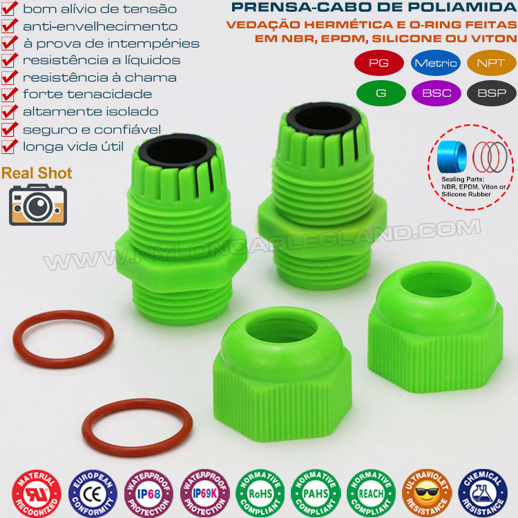 Electrical Cable Glands (Cord Connectors) Polyamide 6 (PA6) with Metric, PG & NPT Threads