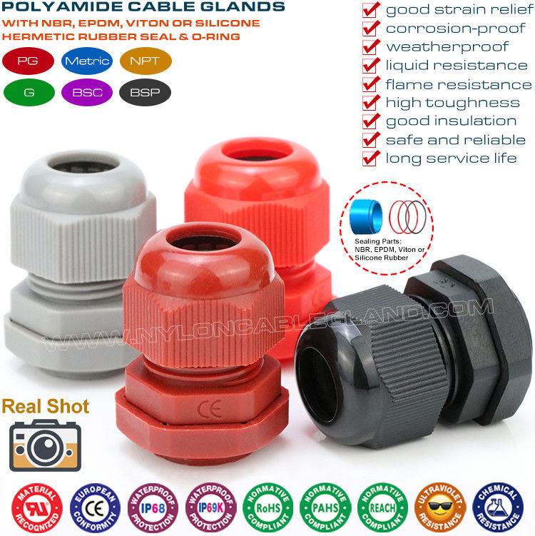 Dome Cap Cable Glands Hermetic IP68 Plastic Synthetic Nylon with BSC, G & BSP Threads