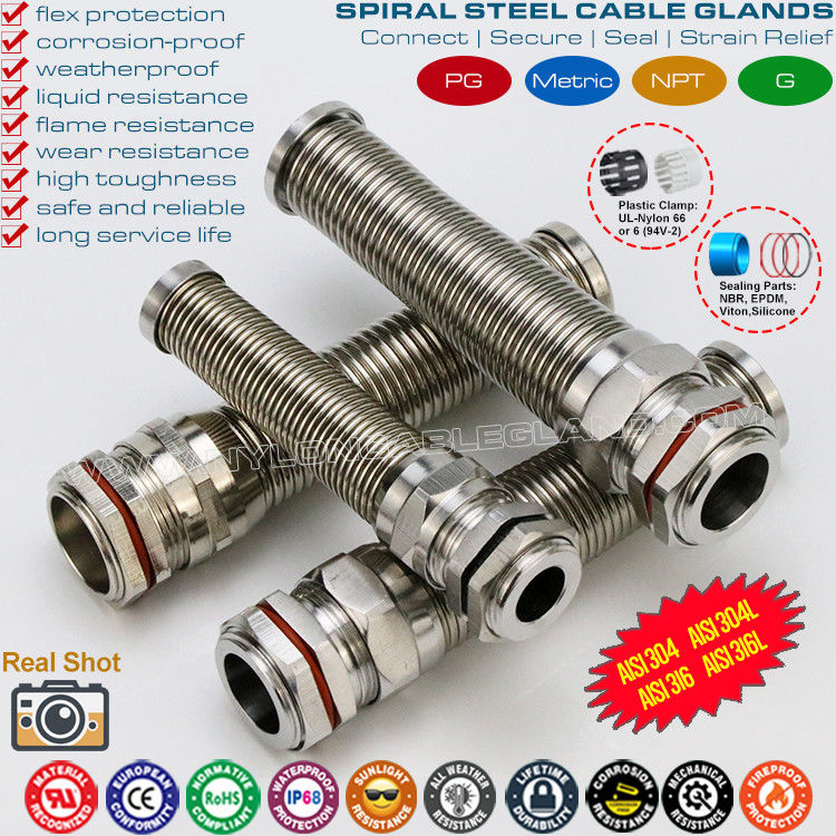 Brass Waterproof IP68 Wire Cable Glands Watertight Cable Joints Connectors with Bending Protection