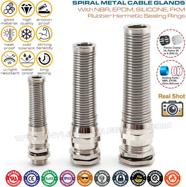 Brass Copper IP68 Cable Glands Metric M12-M30 (Spiral Type) with Anti-twist Protection
