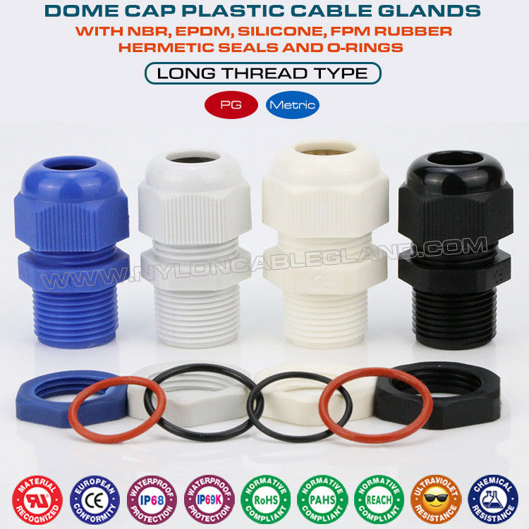 Nylon Elongated M20 Cable Gland, IP68 Waterproof 6-12mm Lengthened Cable Gland Protector Long Thread Gland Connector