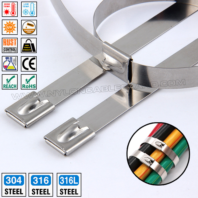 Premium 316L/316/304 Stainless Steel Cable Ties 300~1000mm Length x 10mm Width (480 lbs) for Indoor or Outdoor