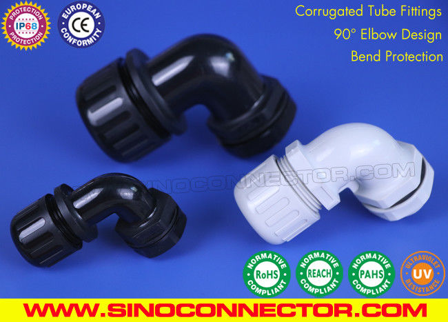 90° Elbow IP68 Waterproof Quick Connectors (Fittings) for Corrugated Tubes